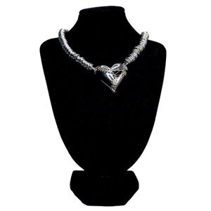 Silver heart chunky necklace